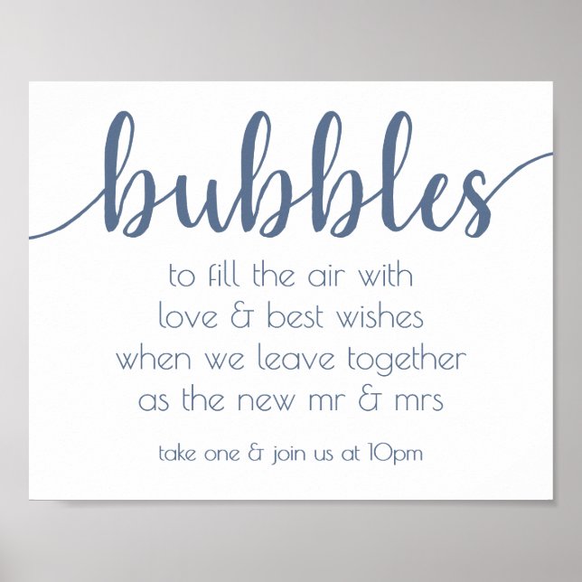 Chic-skript | Dusty Blue Bubble Send-Off Bord Poster (Framsidan)