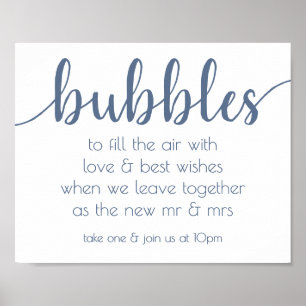 Chic-skript Dusty Blue Bubble Send-Off Bord Poster