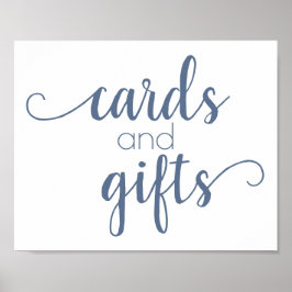 Chic-skript | Dusty Slate Blue Card och Gift Sign Poster