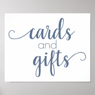 Chic-skript Dusty Slate Blue Card och Gift Sign Poster