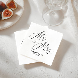 Chic Skript Mr. & Mrs. Wedding Reception Napkins Pappersservett