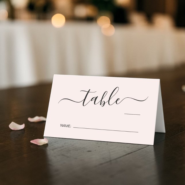 Chic skript rosa bröllopsbord nummer skylt placeringskort (Chic Script Pink Wedding Table Number Place Card)
