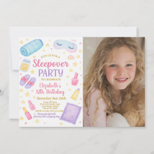 Chic Sleepover Birthday-inbjudan med foto Inbjudningar