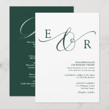 Chic Smaragdgrön Monogram Allt-i-ett Bröllop