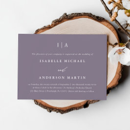 Chic Smoky Lila Monogram Bröllop Inbjudningar
