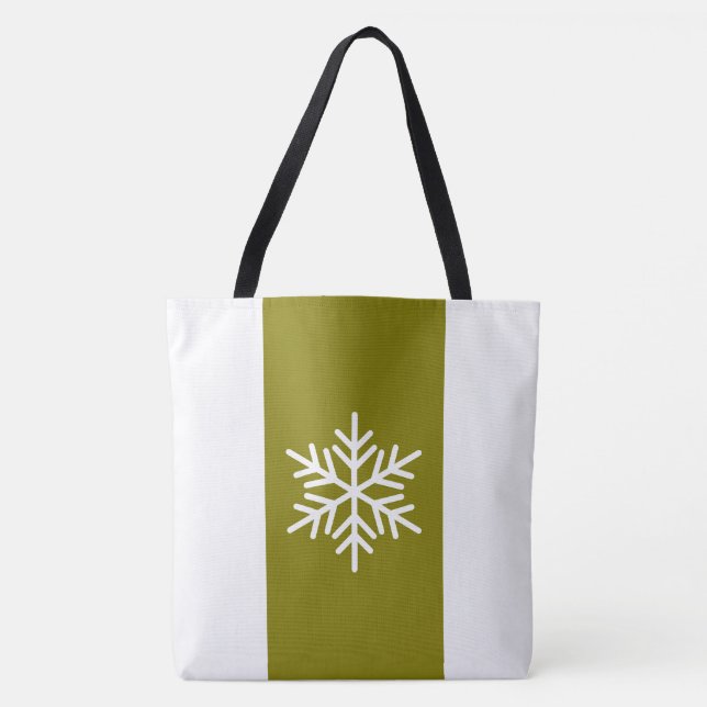 Chic Snöflake Alpine Blue White Lodrät Rand Tygkasse (Framsida)