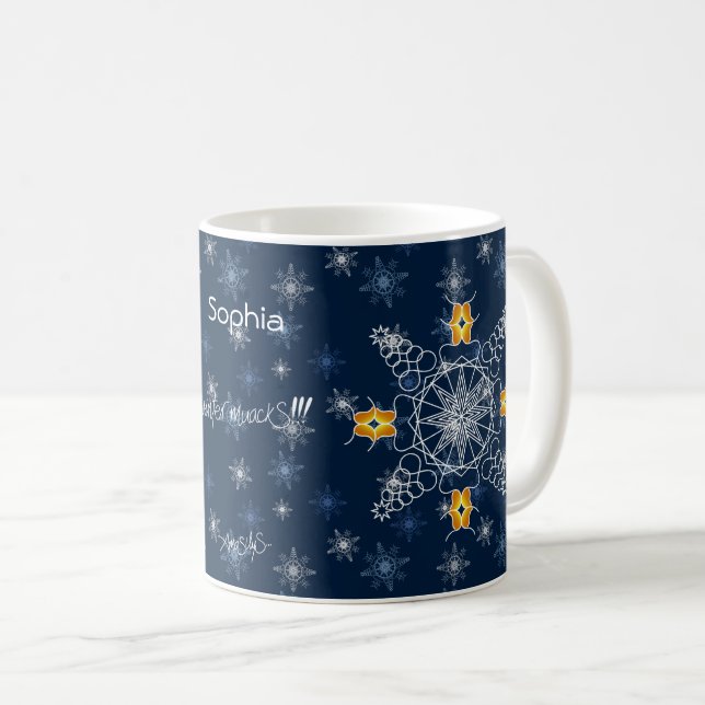 Chic snöflinga kyss vinter muackS!!!-Redigerbart N Kaffemugg (Framsida höger)