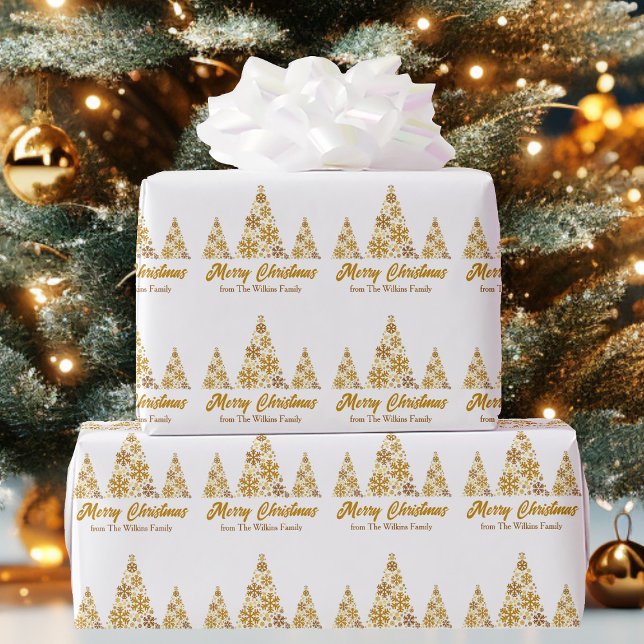 Chic Snöflingor God jul Träd Anpassningsbarna Guld Presentpapper (Skapare uppladdad)