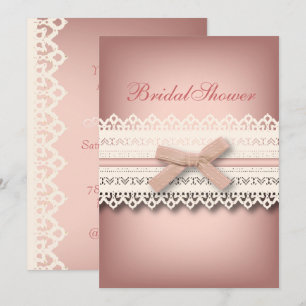 Chic Snöre Cute Bow Rosa kawaii möhippa Inbjudningar