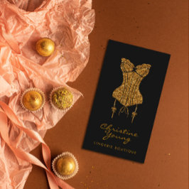 Chic Snöre Lingerie Boutique Golden Glitter Visitkort