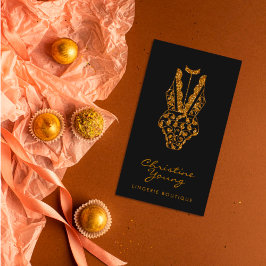 Chic Snöre Lingerie Boutique Golden Glitter Visitkort
