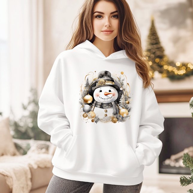 Chic Snowman: Black and Gold Holiday Charm T Shirt (Skapare uppladdad)