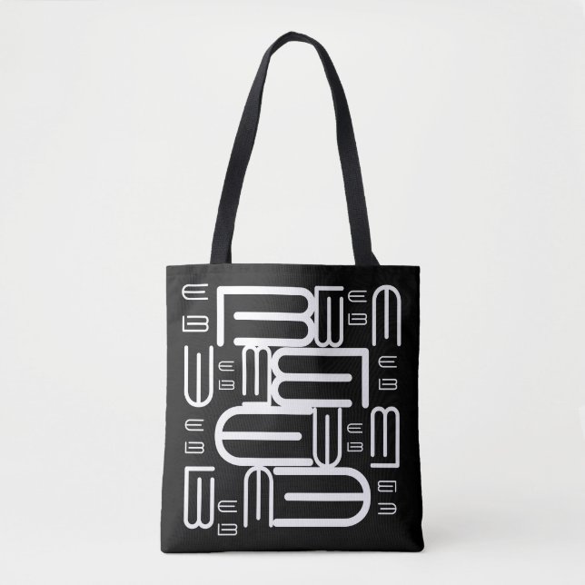 Chic Snyggt Alfabet Text Typografi Design Tygkasse (Framsida)