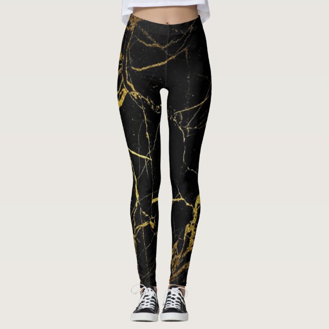 Chic snyggt Black och Guld, veed Leggings (Framsida)