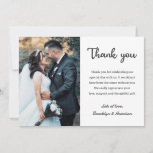 Chic Snyggt, Elegant och Groom Bröllop-foto Tack Kort