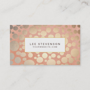 Chic Snyggt Faux Guld Foil Circles & Peach Linen Visitkort