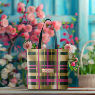 Chic & Snyggt Fuchsia Grönt P Personlig Tygkasse
