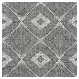 Chic Snyggt Grått Faux Batik Linen Squares Mönster Tyg
