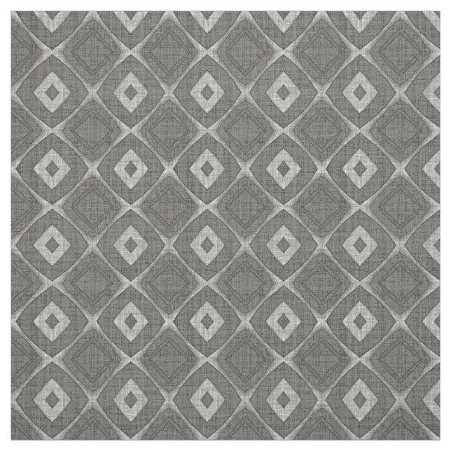 Chic Snyggt Grått Faux Batik Linen Squares Mönster Tyg (Prov)