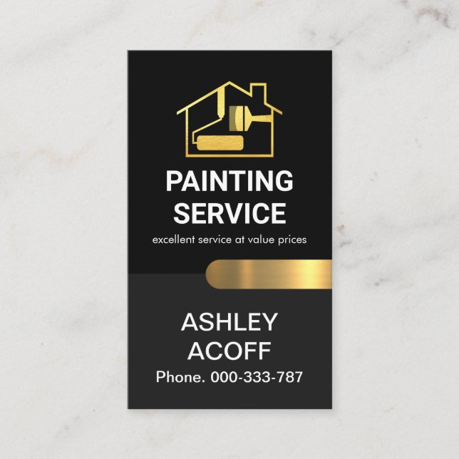 Chic, Snyggt, Guld, tabb Painter Visitkort (Framsida)