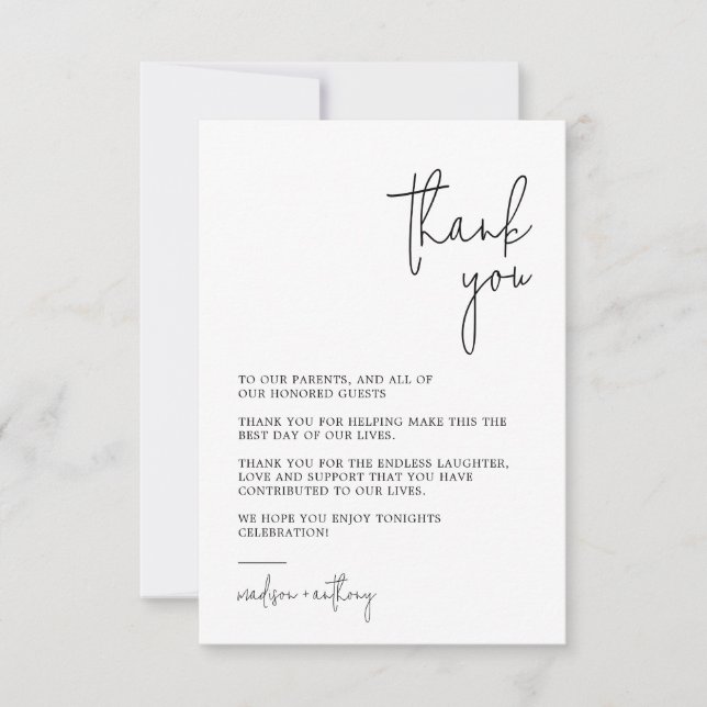 Chic Snyggt Modern Photo Bröllop Tack Kort (Framsida)