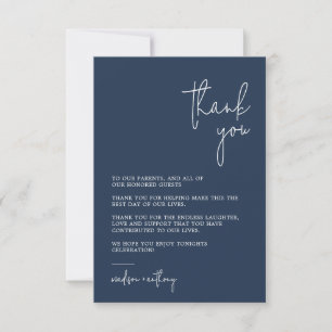 Chic Snyggt Navy Blue Modern Photo Bröllop Tack Kort