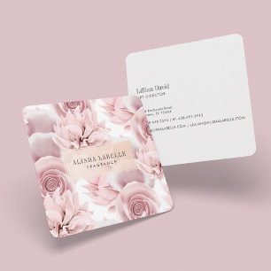 Chic & Snyggt Rosa Blommigt Botaniskt Visitkort