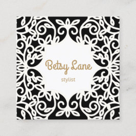 Chic Snyggt Svartvitt Fyrkantigt Visitkort