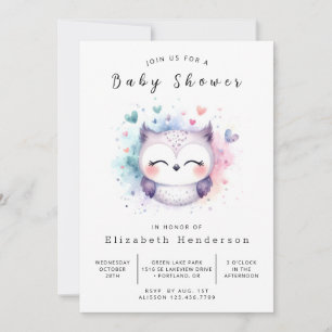 Chic Snyggt Uggla Baby Shower Inbjudningar