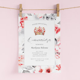 Chic Sofistikerad röd Blommigt Quinceañera Inbjudningar