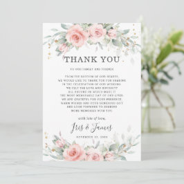 Chic Soft Hued  Rosa Blommigt Greenery Bröllop Tack Kort
