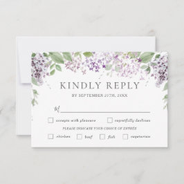Chic Soft Lilac Lila Blommigt Bröllop Meal Choal OSA Kort