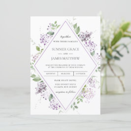 Chic Soft Lilac Lila Blommigt Greenery Bröllop I Inbjudningar
