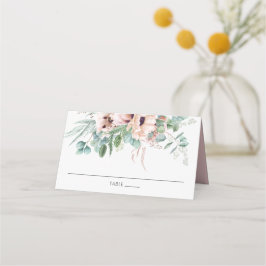 Chic Soft  Rosa Blommigt Greenery Bröllop Placeringskort