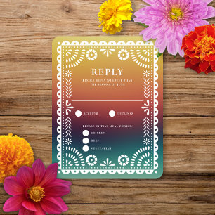 Chic Solnedtonad toningsbild Papel Picado Bröllop  OSA Kort