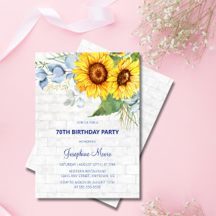 Chic Solros Åldras Wall Greenery Birthday Inbjudningar
