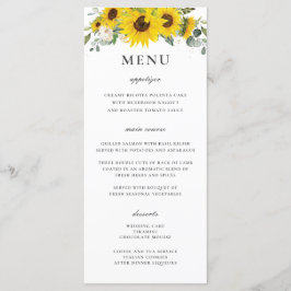 Chic Solros Blommigt Greenery Bröllop Menu Program