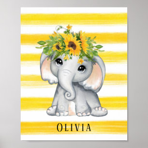 Chic Solros Elephant Rand Anpassningsbar Poster