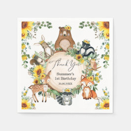 Chic Solros Woodland Animals Flicka Birthday Pappersservett