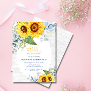 Chic Solrosbrick Blommigt Surprise Birthday Inbjudningar