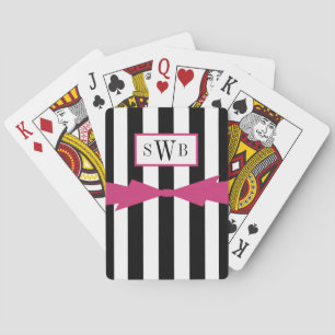 CHIC SOM LEKER CARDS_BLACK/WHITE STRIPES/PINK KORTLEK