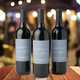 Chic som tur är efter Dusty Blue Bröllop Vinflaska Etikett