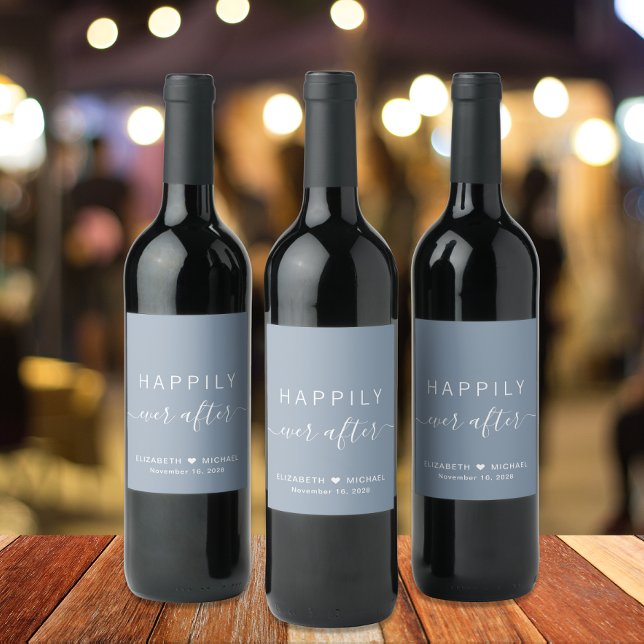 Chic som tur är efter Dusty Blue Bröllop Vinflaska Etikett (Skapare uppladdad)