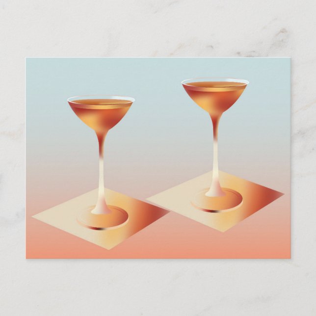 Chic Sommar Cocktail Vykort (Framsida)