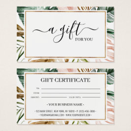Chic Sommarkort för Tropical Lövs Gift-certifikat Visitkort