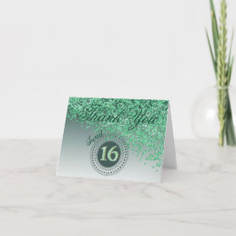 Chic Söt 16 Grönt Glitter Tack Kort