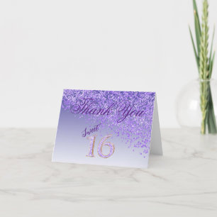 Chic Söt 16 Lila Glitter Tack Kort