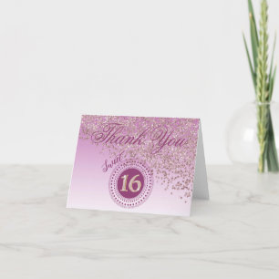 Chic Söt 16 Ro Guld Glitter Tack Kort
