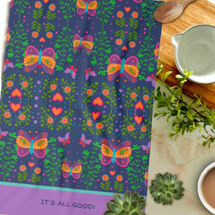 Chic Söt Anpassningsbar Quote eller Namn Butterfly Kökshandduk