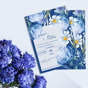 Chic Söt Blåa blommor Trendig Blommigt Bröllop Inbjudningar